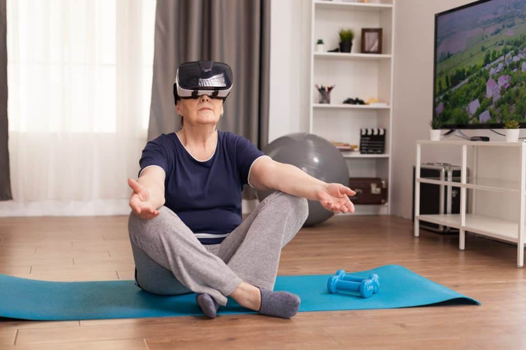 Meditating with VR headset